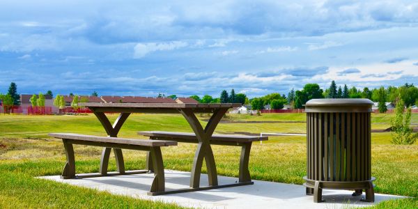 Wishbone-Parker-Picnic-Table-and-Beselt-Waste-Receptace-at-Father-Ivor-Daniel-Park-in-Edmonton-Alberta